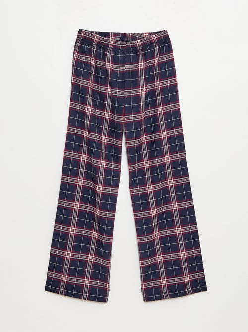 Lange pyjama van fleecestof - T-shirt + broek - 2-delig - Kiabi