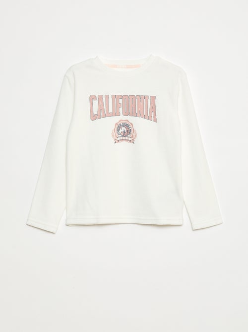 Lange pyjama van fleecestof - T-shirt + broek - 2-delig - Kiabi