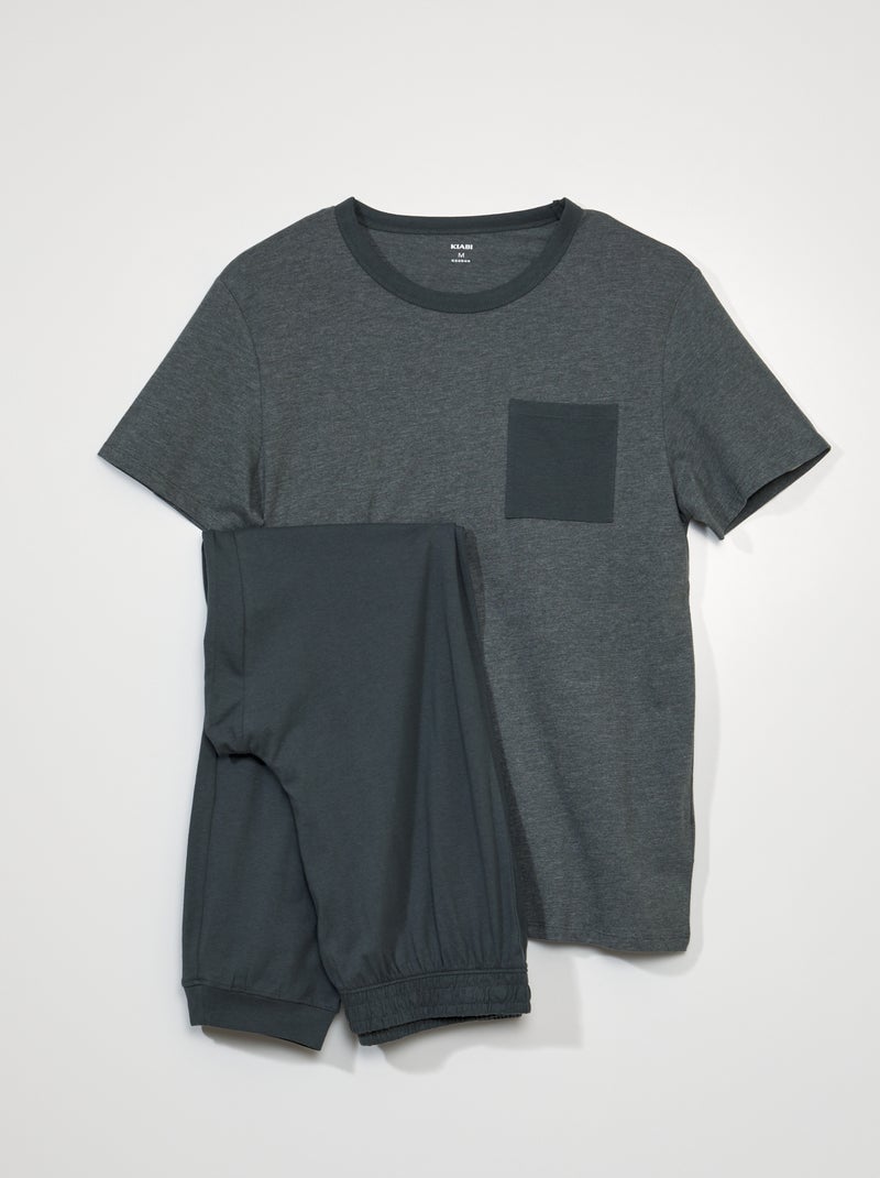 Lange pyjama van jersey - 2-delig GROEN - Kiabi