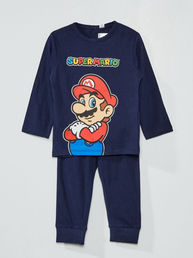 Lange pyjama van jersey met Mario Kart-print BLAUW - Kiabi
