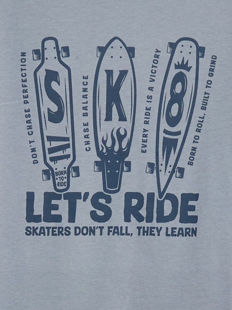 Lange pyjama van jersey met print - 2-delig Blauw - Kiabi