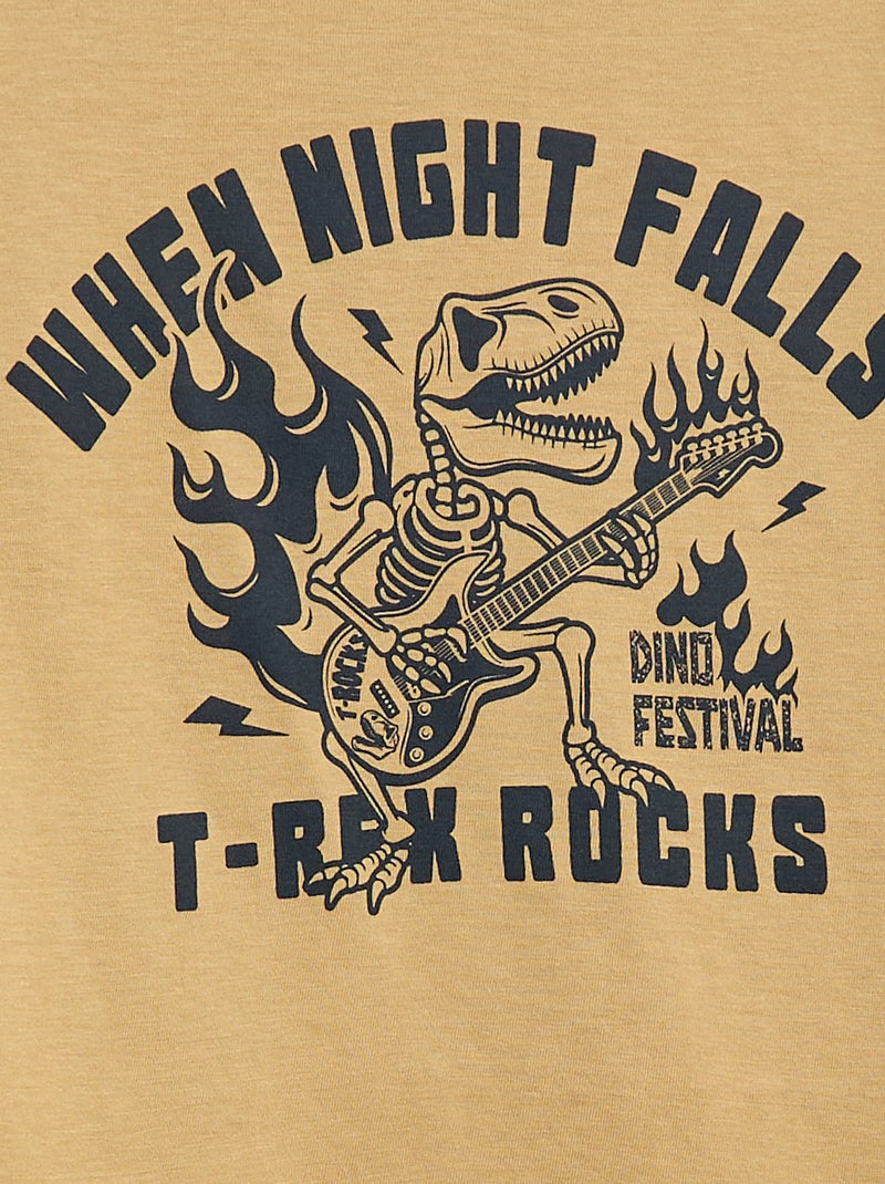 Lange pyjama van jersey met print - 2-delig Bruin - Kiabi