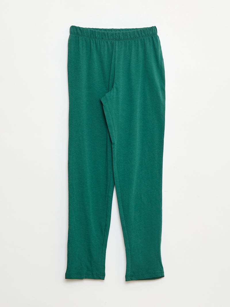 Lange pyjama van jersey met print - 2-delig Groen - Kiabi