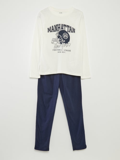 Lange pyjama van jersey met print - 2-delige set - Kiabi