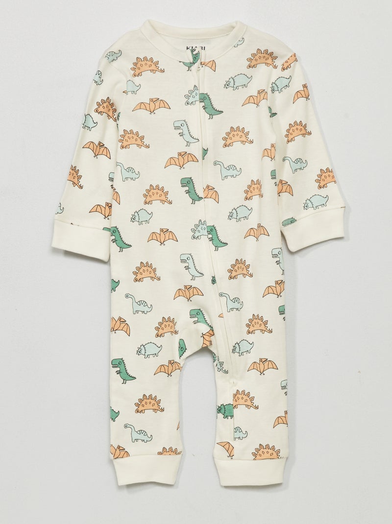 Lange pyjama van jerseystof met print WIT - Kiabi