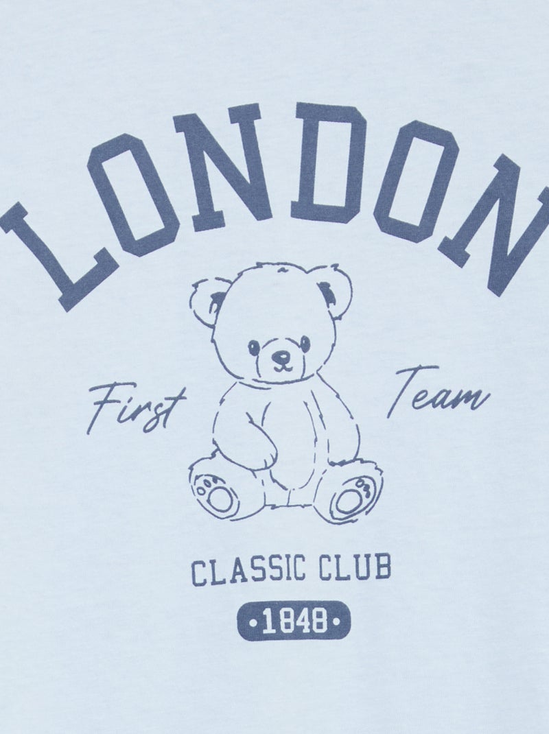 Lange pyjama van katoenen jerseytricot - 2-delig Blauw - Kiabi