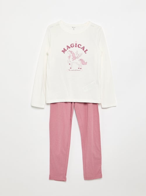 Lange pyjama van katoenen jerseytricot - 2-delig - Kiabi