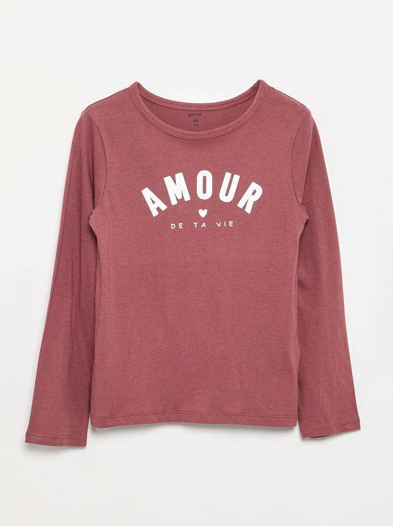 Lange pyjama van katoenen jerseytricot - 2-delig Rose - Kiabi
