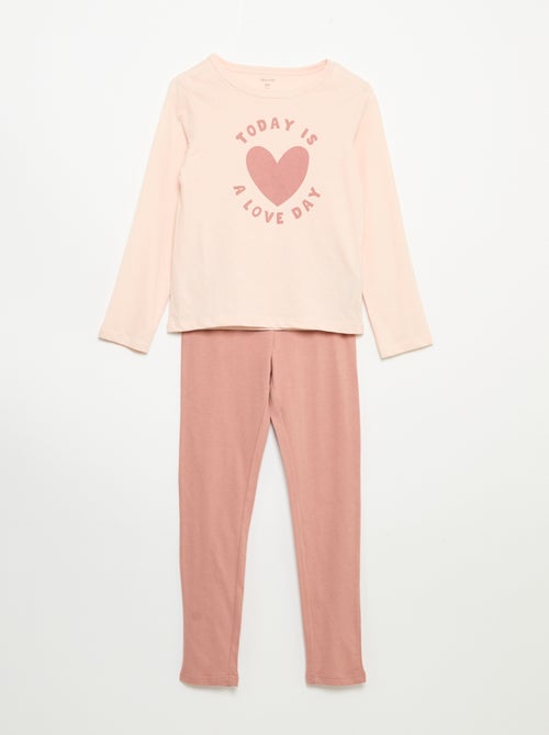 Lange pyjama van katoenen jerseytricot - 2-delig - Kiabi