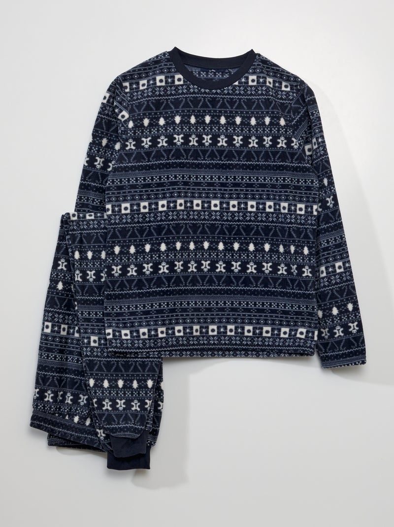 Lange pyjama van microfleece - 2-delig Blauw - Kiabi
