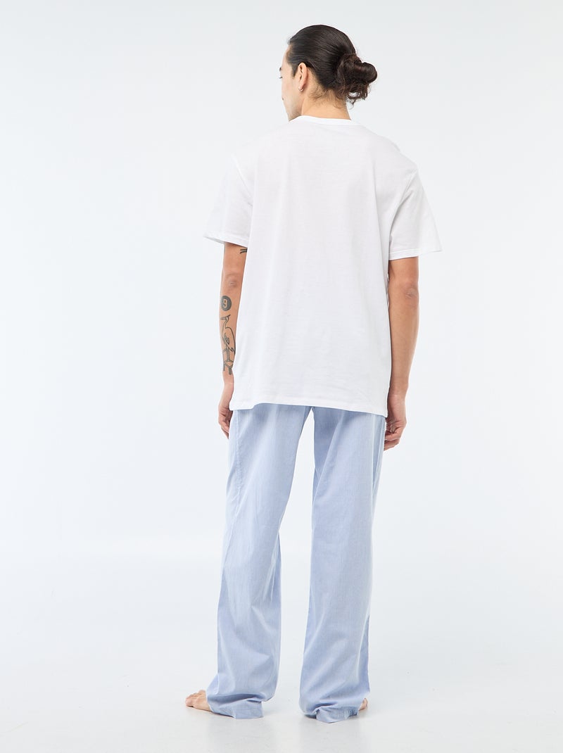 Lange pyjama van popeline - 2-delig Blauw - Kiabi