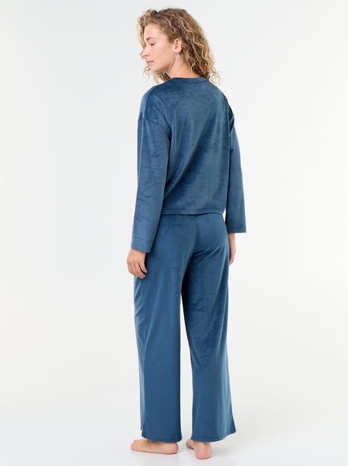 Lange pyjama van ribfluweel - 2-delig - Kiabi