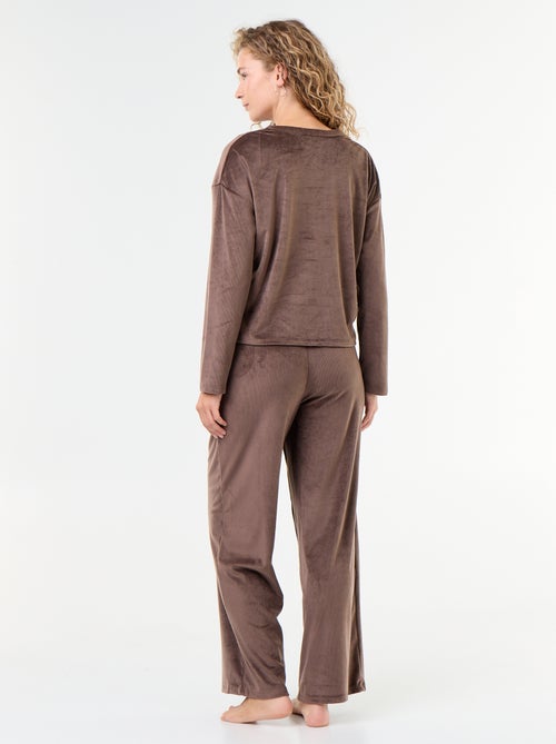 Lange pyjama van ribfluweel - 2-delig - Kiabi