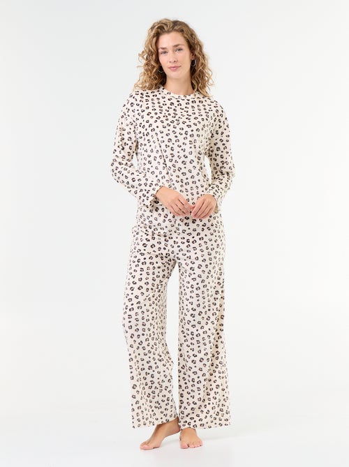 Lange pyjama van ribfluweel - 2-delig - Kiabi
