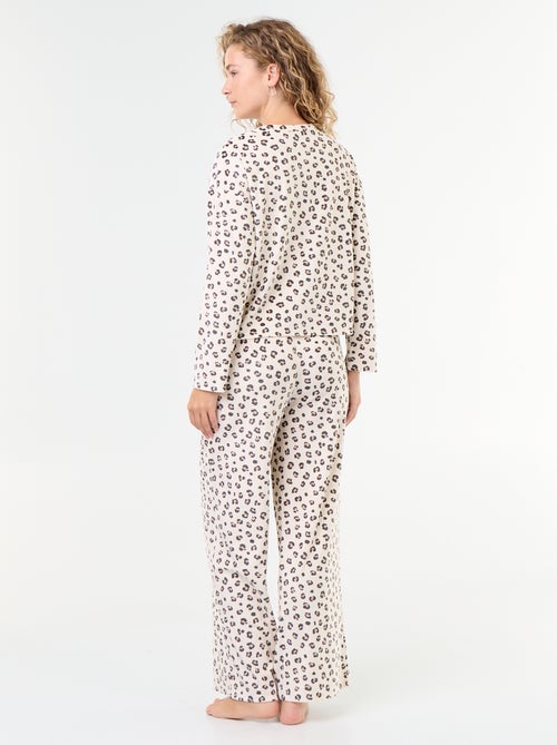 Lange pyjama van ribfluweel - 2-delig - Kiabi