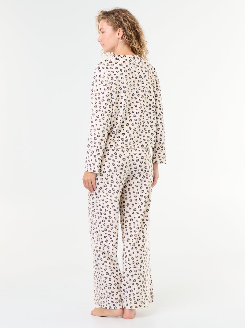 Lange pyjama van ribfluweel - 2-delig Wit - Kiabi