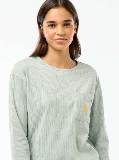 Lange pyjama van tricot - 2-delig - Kiabi