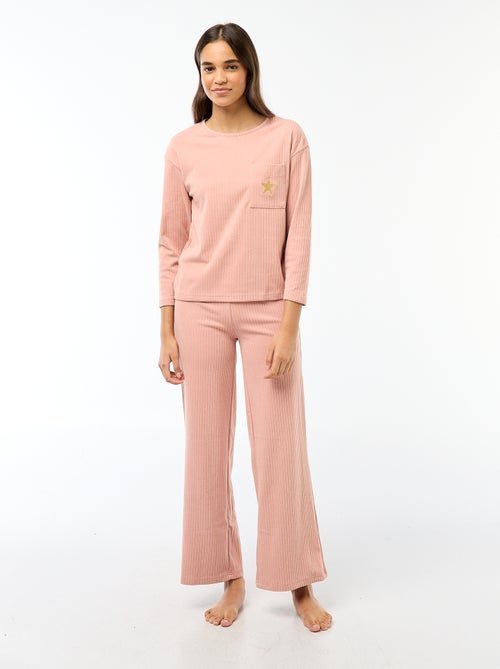 Lange pyjama van tricot - 2-delig - Kiabi