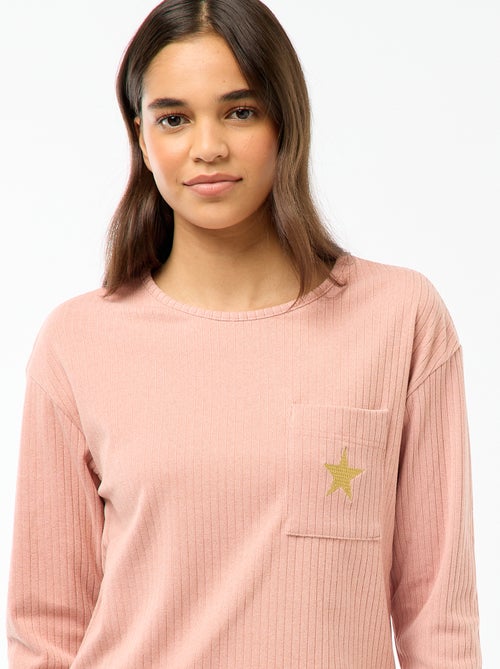 Lange pyjama van tricot - 2-delig - Kiabi