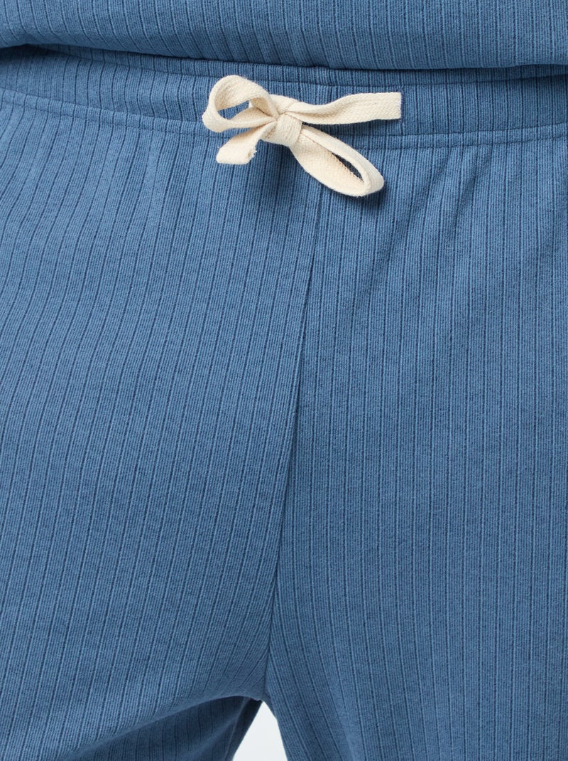Lange pyjama van uiterst zachte stof - 2-delig Blauw - Kiabi