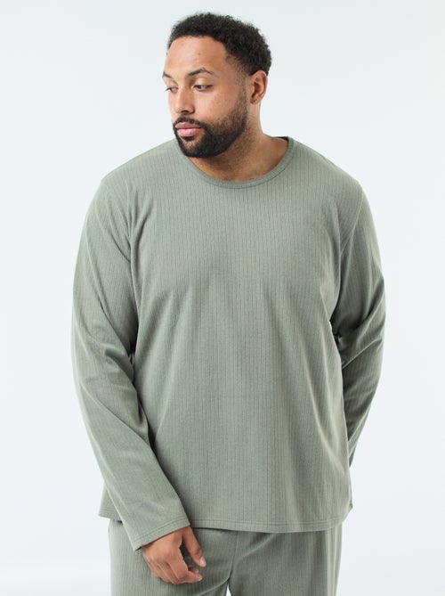 Lange pyjama van uiterst zachte stof - 2-delig - Kiabi