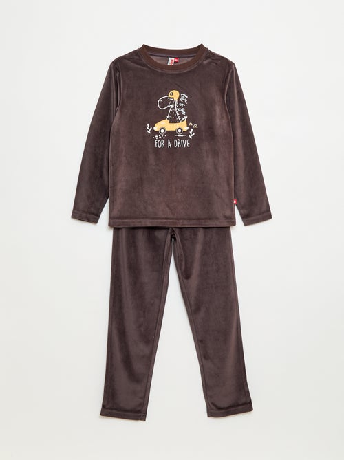 Lange pyjama van velours - 2-delig - Kiabi