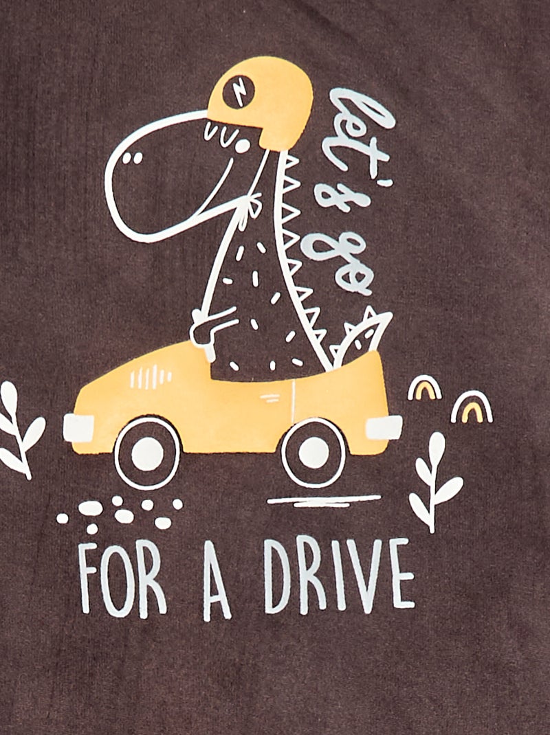 Lange pyjama van velours - 2-delig Grijs - Kiabi