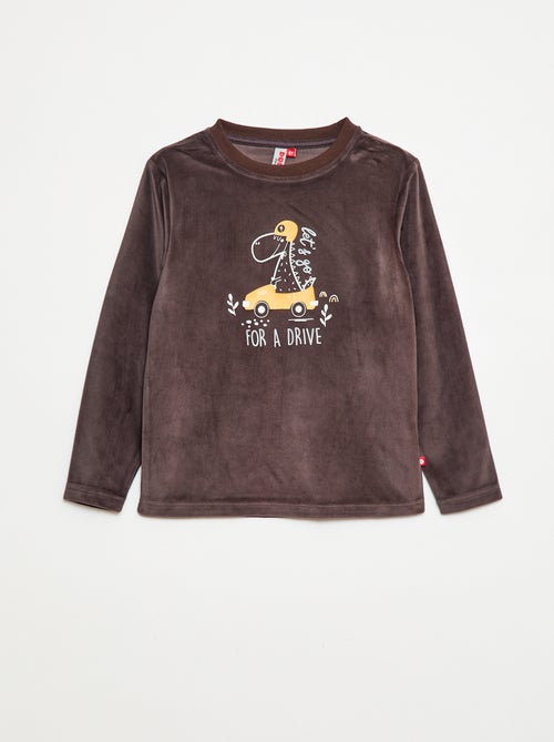 Lange pyjama van velours - 2-delig - Kiabi