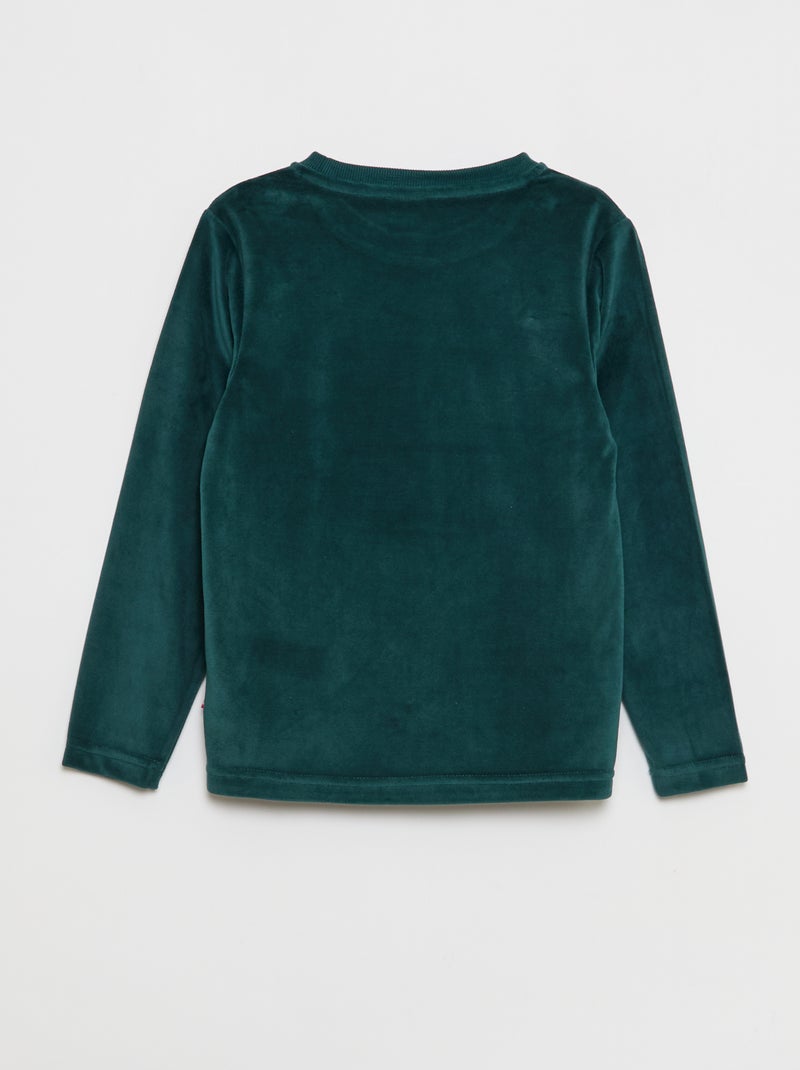 Lange pyjama van velours - 2-delig Groen - Kiabi