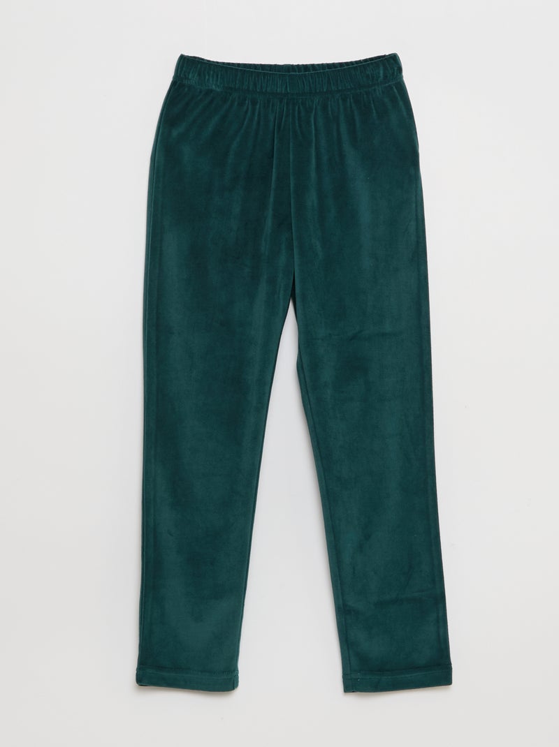 Lange pyjama van velours - 2-delig Groen - Kiabi