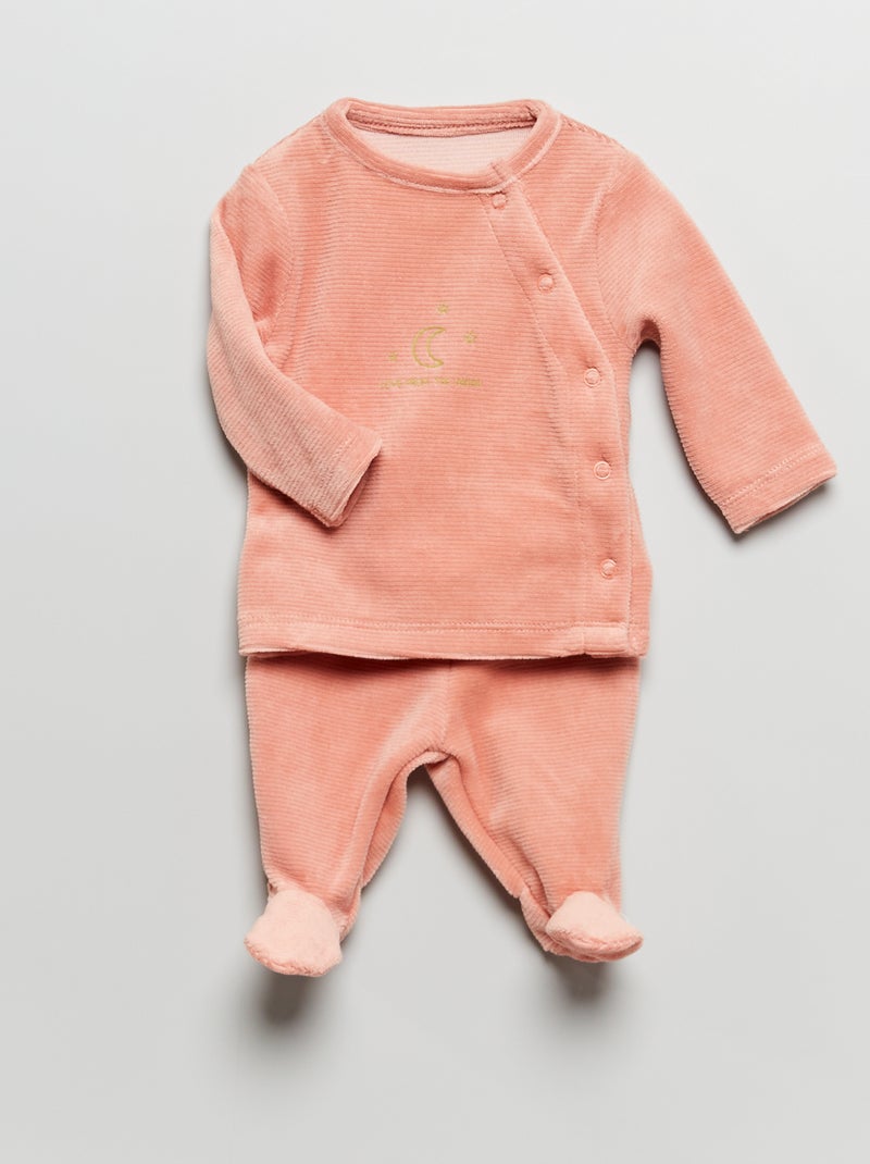 Lange pyjama van velours - 2-delig ROSE - Kiabi