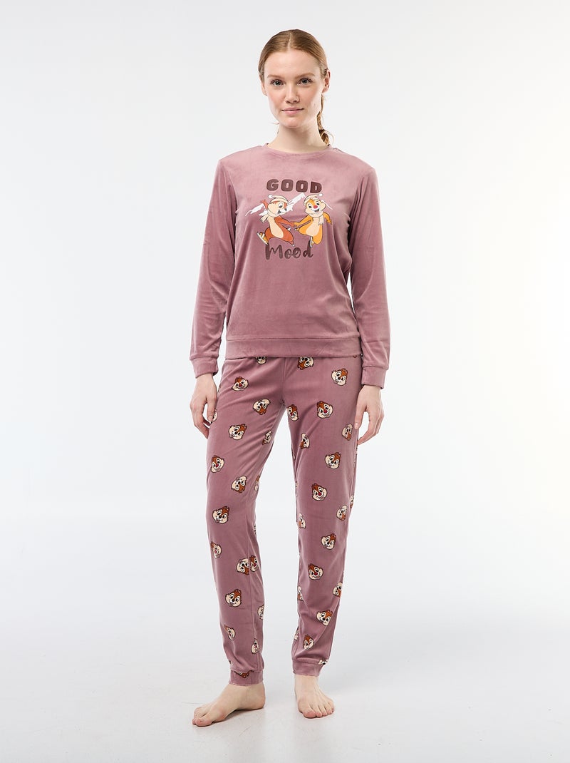 Lange pyjama van velours 'Knabbel & Babbel' 'Disney' - 2-delig Paars - Kiabi