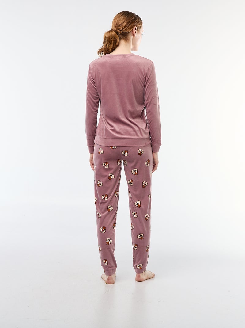 Lange pyjama van velours 'Knabbel & Babbel' 'Disney' - 2-delig Paars - Kiabi
