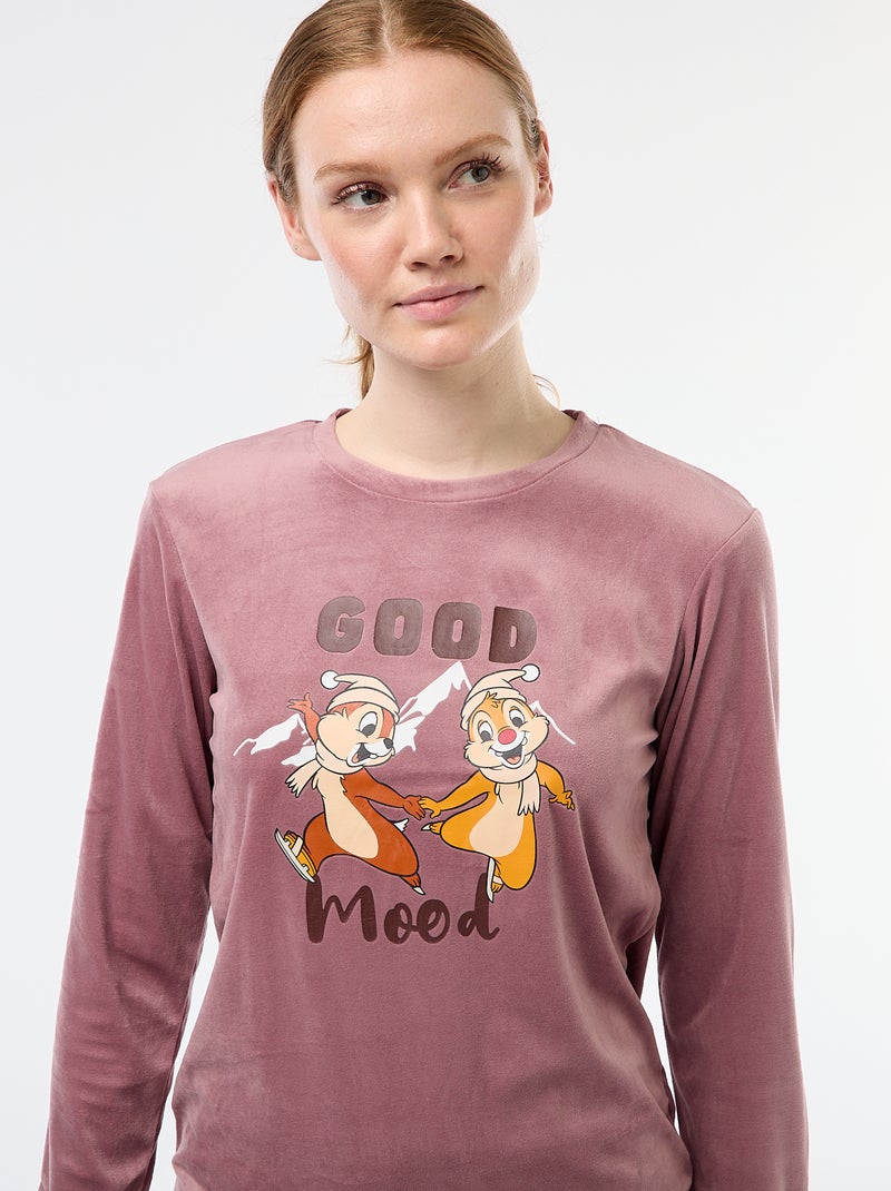 Lange pyjama van velours 'Knabbel & Babbel' 'Disney' - 2-delig Paars - Kiabi