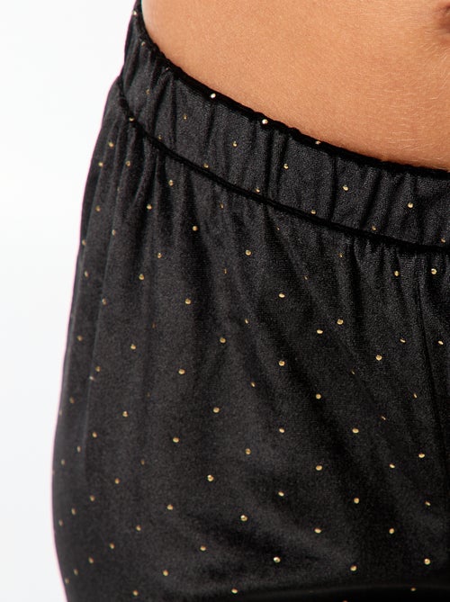 Lange pyjama van velours met goudkleurig stipjesmotief - 2-delig - Kiabi