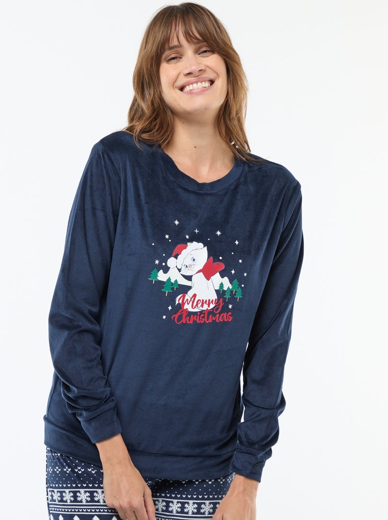 Lange pyjama van velours 'Stampertje' 'Disney' - 2-delig Blauw - Kiabi