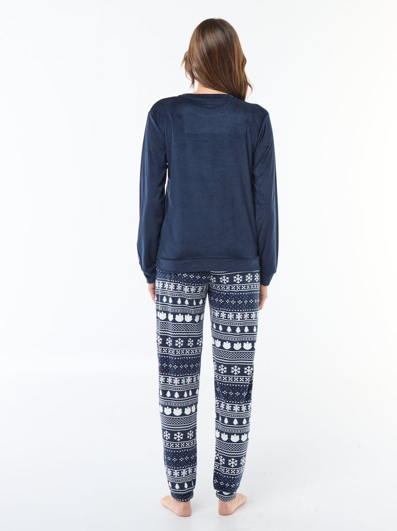 Lange pyjama van velours 'Stampertje' 'Disney' - 2-delig Blauw - Kiabi