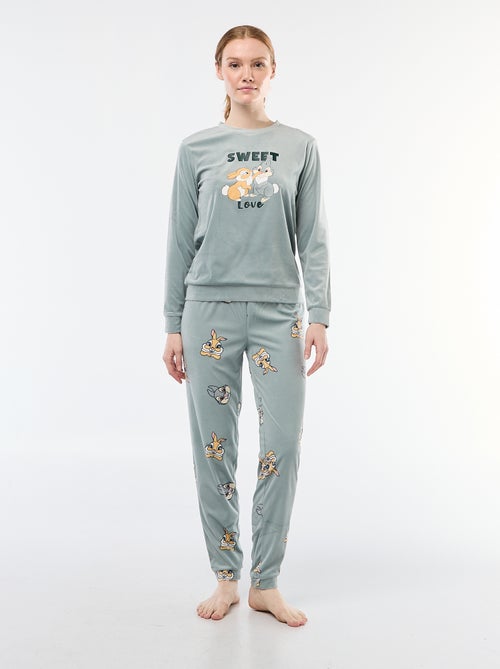 Lange pyjama van velours 'Stampertje' 'Disney' - 2-delig - Kiabi