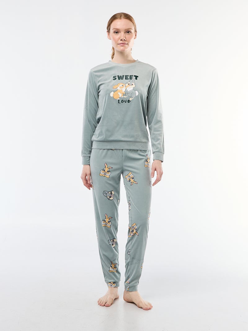 Lange pyjama van velours 'Stampertje' 'Disney' - 2-delig Groen - Kiabi