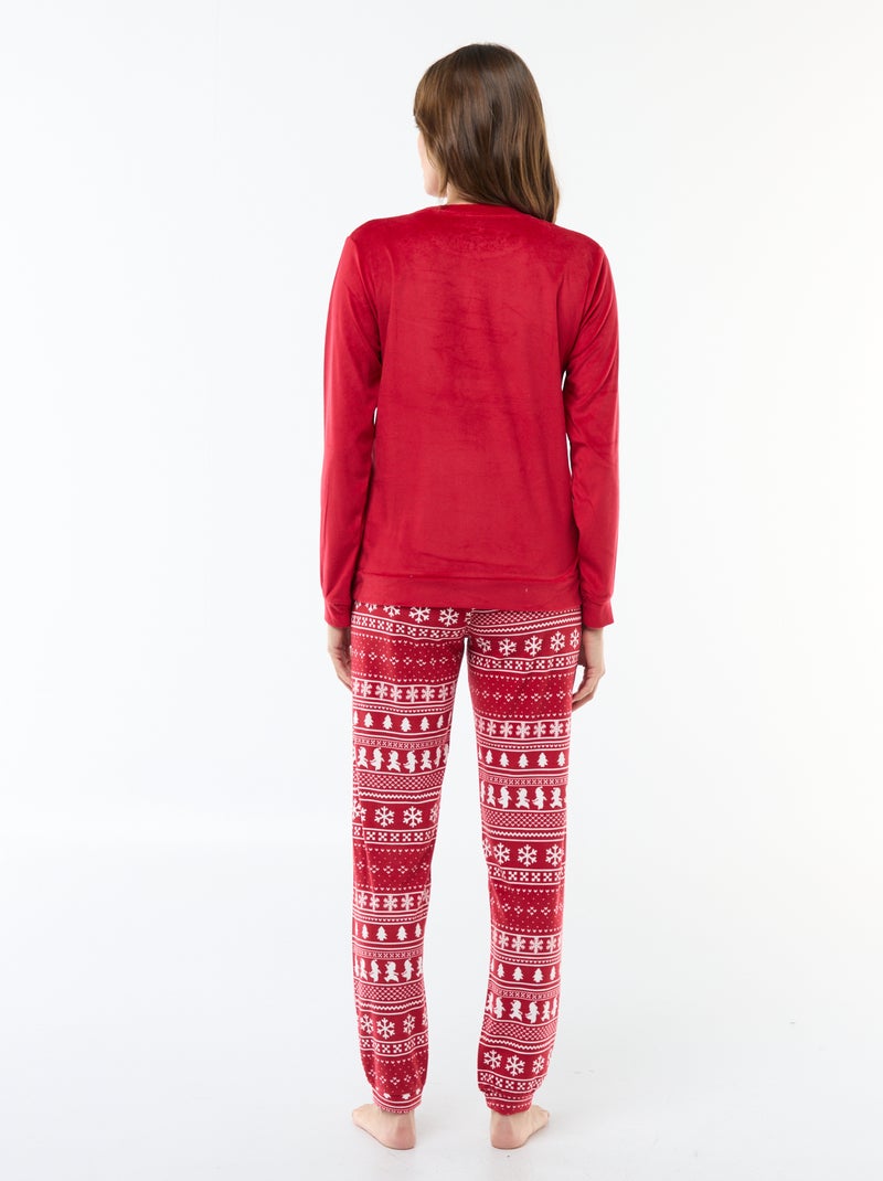 Lange pyjama van velours 'Stampertje' 'Disney' - 2-delig Rood - Kiabi