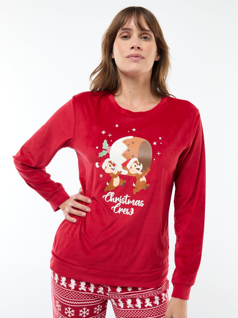 Lange pyjama van velours 'Stampertje' 'Disney' - 2-delig Rood - Kiabi