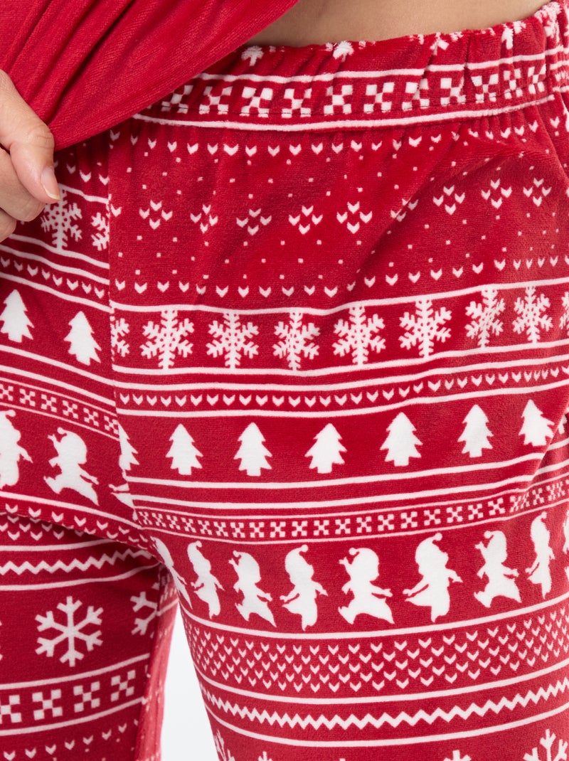 Lange pyjama van velours 'Stampertje' 'Disney' - 2-delig Rood - Kiabi