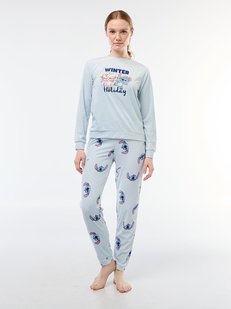 Lange pyjama van velours 'Stitch' 'Disney' - 2-delig Blauw - Kiabi
