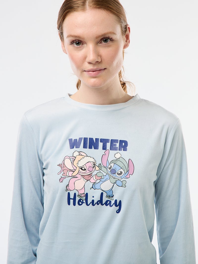 Lange pyjama van velours 'Stitch' 'Disney' - 2-delig Blauw - Kiabi