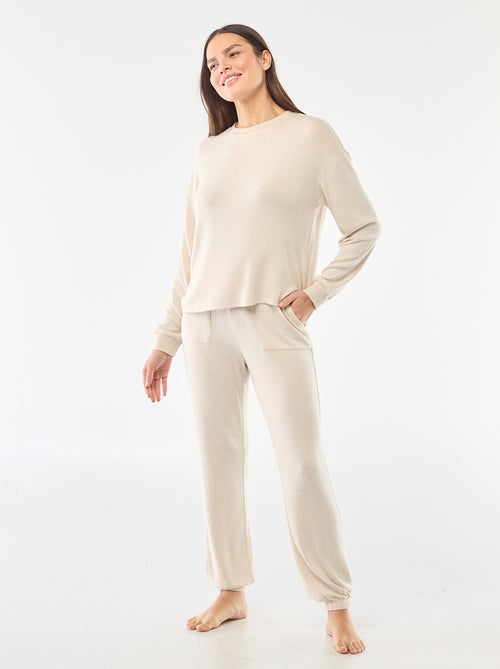 Lange pyjama van warm tricot - 2-delig - Kiabi