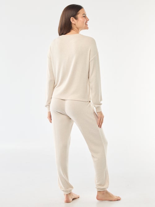 Lange pyjama van warm tricot - 2-delig - Kiabi