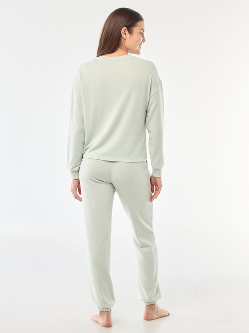 Lange pyjama van warm tricot - 2-delig - Kiabi