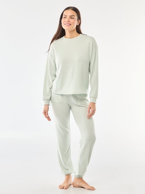 Lange pyjama van warm tricot - 2-delig - Kiabi