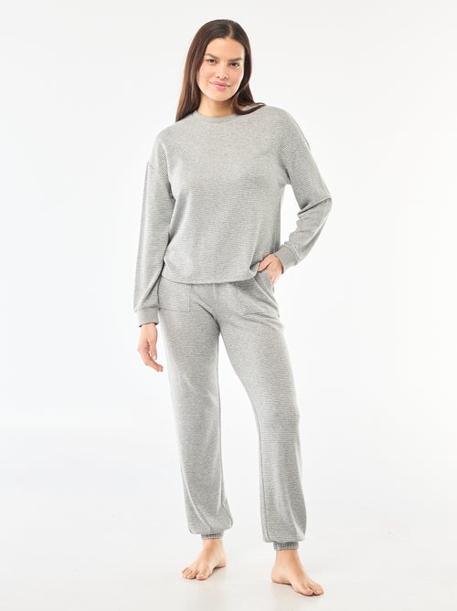 Lange pyjama van warm tricot - 2-delig - Kiabi