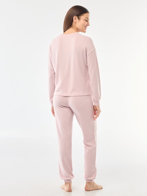 Lange pyjama van warm tricot - 2-delig - Kiabi
